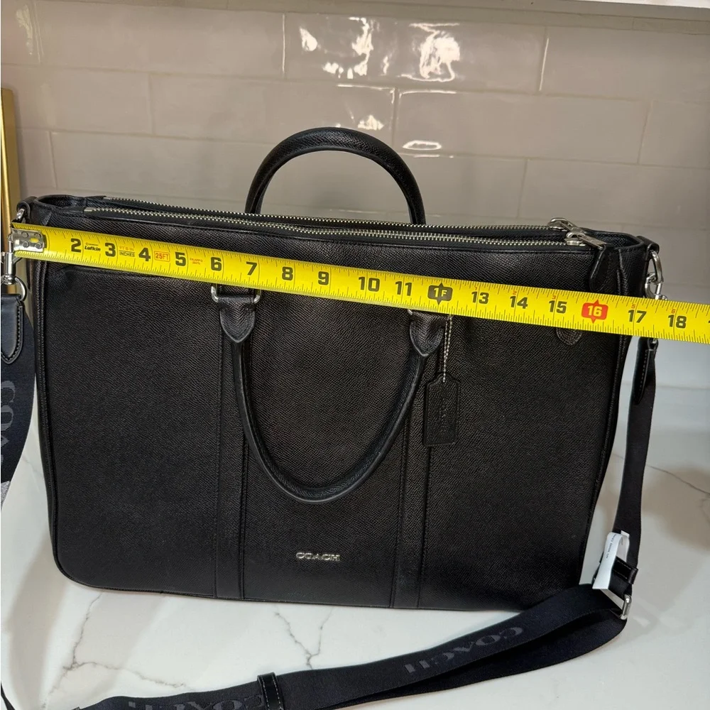 Coach F54775 Perry Metro Blk Leather Triple Compartment Briefcase w/ hang tag - Picture 7 of 12